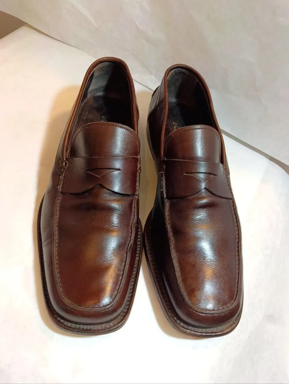 Prada Men's Brown Logo Leather Slip-On Loafers Italy Loafers Uk 8.5 Us 9.5